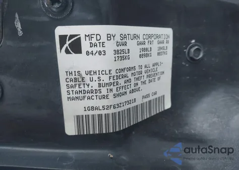 2003 Saturn Ion 3 from USA, damaged, VIN 1G8AL52F63Z173218